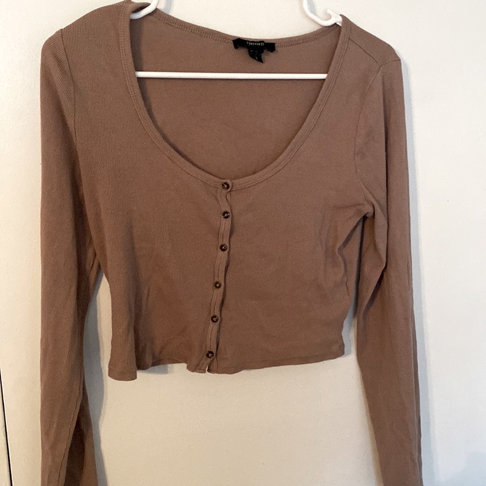 Tan/ light brown top . Worn and used . Comfortable wear, stretch